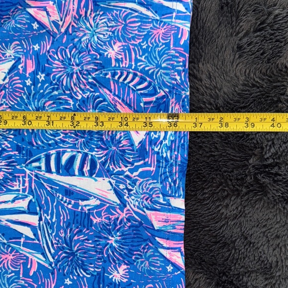 Lilly Pulitzer Blue Pink Sailboat Print Short Sleeve Flare Dress Size Large - Picture 9 of 9